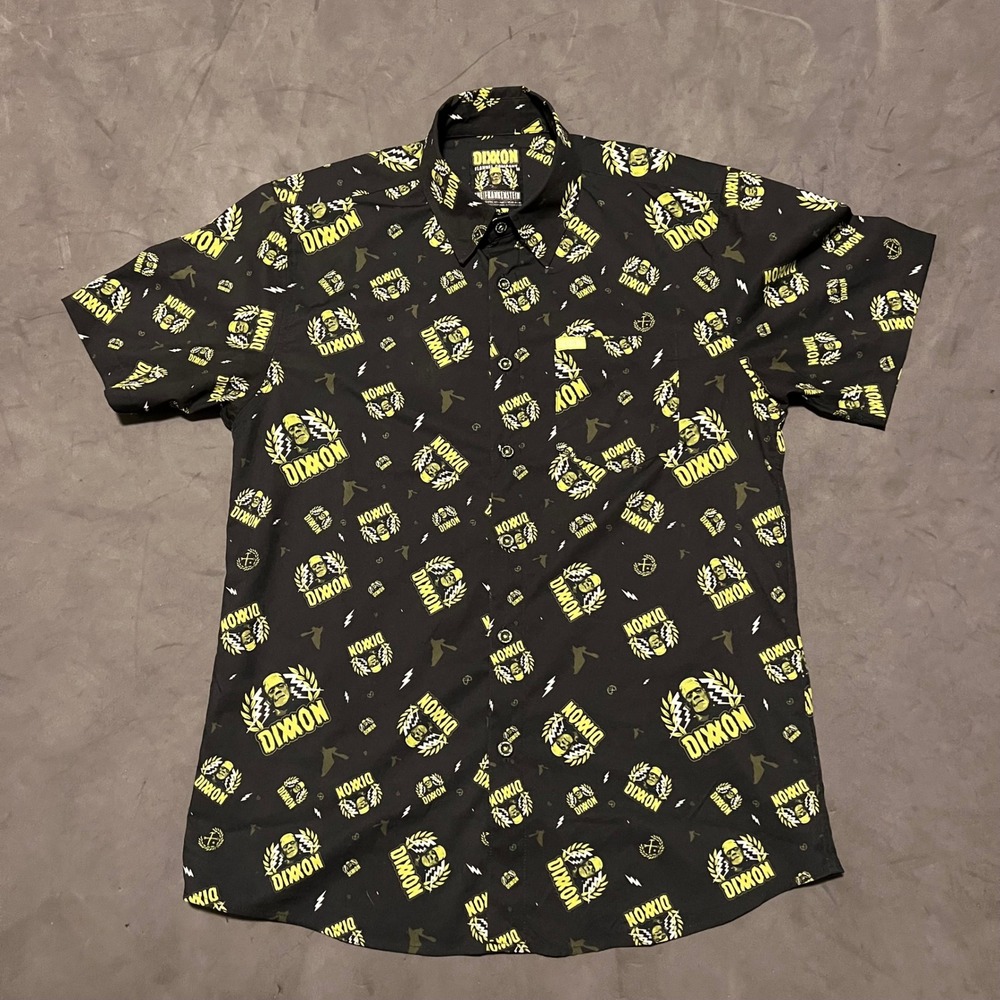 Dixxon The Frankenstein Party Shirt Mens Medium Black Short‎ Sleeve Button Up